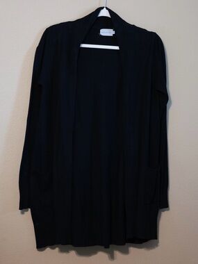 Dreamers Black Open Front Long Cardigan Pockets